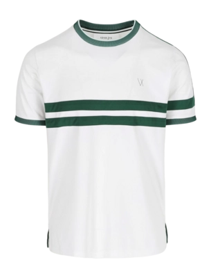 Tennisshirt Vieux Jeu Men Leo Shirt Stripe White/Dark Green Regular Fit