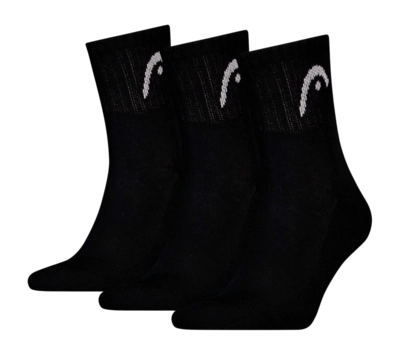 Tennissok HEAD Unisex Club Short Crew Black (3-Pack)