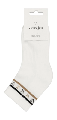 Tennissok Vieux Jeu Women Mel Mid Socks White/Black
