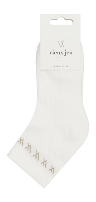 Tennissok Vieux Jeu Women Mel Mid Socks White/Gold