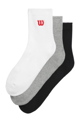 Tennissok Wilson Heren/Dames U Qtr Top 3 Pack Bright White / Black