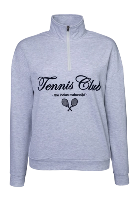 Tennistrui The Indian Maharadja Women Half Zip Sweater Light Grey Melange 4-way stretch