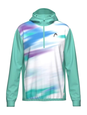 Tennisvest HEAD Men Topspin Hoodie Turquoise/Print Vision II
