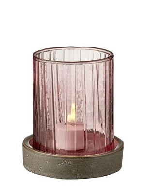 Theelichthouder Bitz Hurricane LED Pink 11 cm