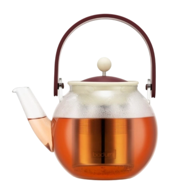 Theepot Bodum Assam Met RVS Filter 8 Kops Rood 1 L