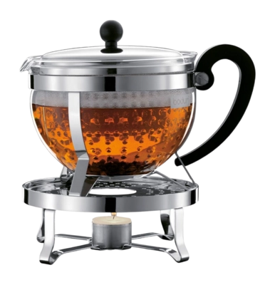 Theepot Set Bodum Chambord Met Kunststof Filter en Rechaud Zilver 1,3 L (3-Delig)