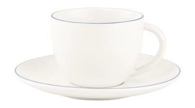 Tea Set VT Wonen Tea Cup and Saucer White-Blue Line 250ml (Set of 6 ...