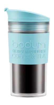 Thermosbeker Bodum Travel Mug Dubbelwandig Met Siliconen Rand Blauw 350 ml