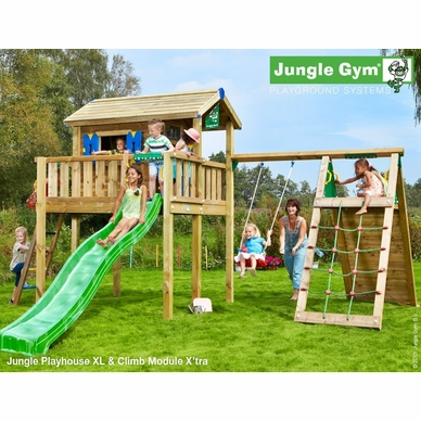Speelset Jungle Gym Jungle Playhouse + Platform XL + Climb X'tra Groen