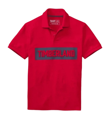 Polo Shirt Timberland Men SS Pink Brook Logo Pique Barbados Cherry