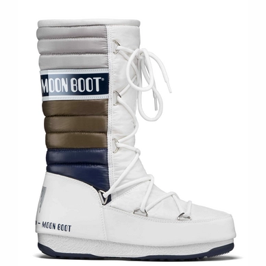 Snowboot White Navy Bronze  Quilted Moon Boot