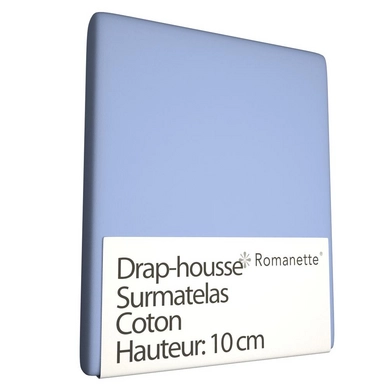 Drap-housse Surmatelas Romanette Bleu Clair (Coton)