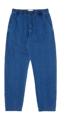 Pantalon Universal Works Men Track Trouser Herringbone Denim Faded Indigo