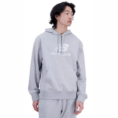 Pullover New Balance Essentials Stacked Logo French Terry Hoodie Men Athletic Grey