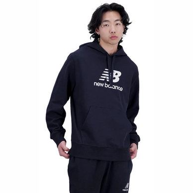 Pullover New Balance Essentials Stacked Logo French Terry Hoodie Men Black