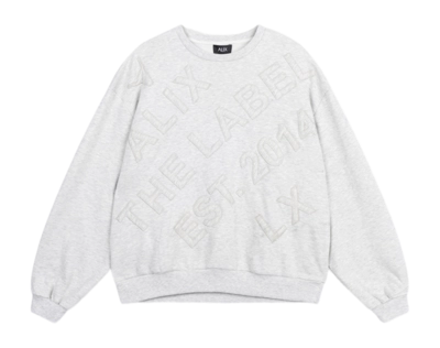Trui Alix The Label Women Text Patches Sweater Light Grey Melange