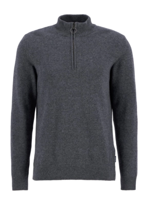 Trui Barbour Men Holden Half Zip Knitted Jumper Mid Grey Marl