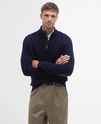 Trui Barbour Men Holden Half Zip Knitted Jumper Navy