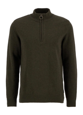 Trui Barbour Men Holden Half Zip Knitted Jumper Olive Marl