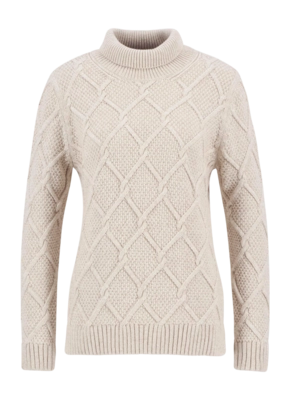 Trui Barbour Women Burne Roll Neck Knitted Jumper Oatmeal