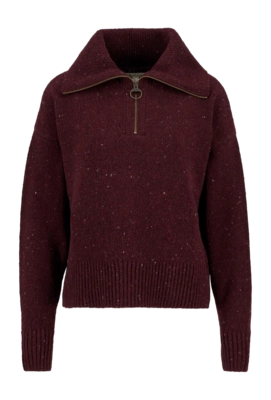 Trui Barbour Women Lavensdale Half Zip Knitted Jumper Black Cherry