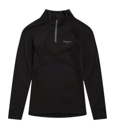 Trui Bergans Kids Inner:Pure Merino Half Zip Black 200 g/m²