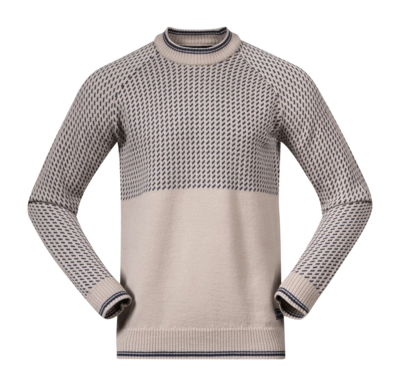 Trui Bergans Men Alvdal Wool Jumper Sandstone/Navy Blue