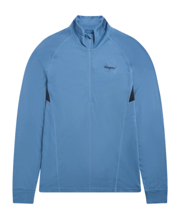 Trui Bergans Men Inner:Pure Merino Half Zip Elemental Blue/Dark Shadow Grey Slim Fit