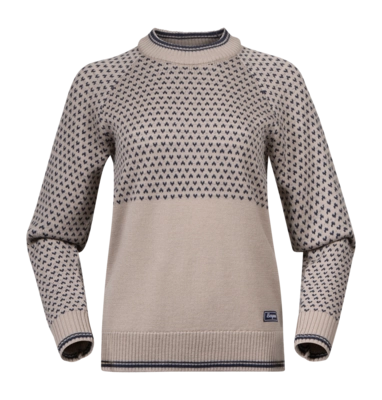 Trui Bergans Women Alvdal Wool Jumper Sandstone/Navy Blue Regular Fit