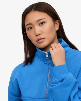 Trui Colorful Standard Unisex Organic Quarter Zip Pacific Blue ...