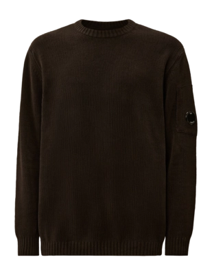 Trui CP Company Men Cotton Chenille Crew Neck Knit Dark Shadow