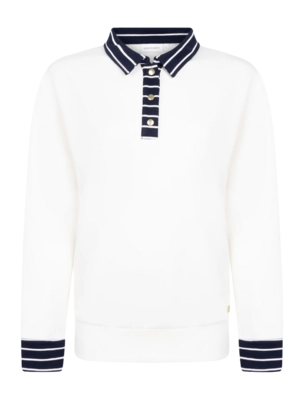 Trui House of Gravity Women Button Polo Sweater Off-White X Blue