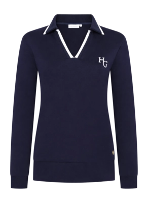 Trui House of Gravity Women Polo Sweater Deep Blue X White