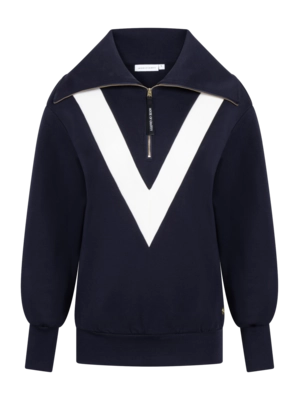 Trui House of Gravity Women Turtleneck V-Sweater Deep Blue X White