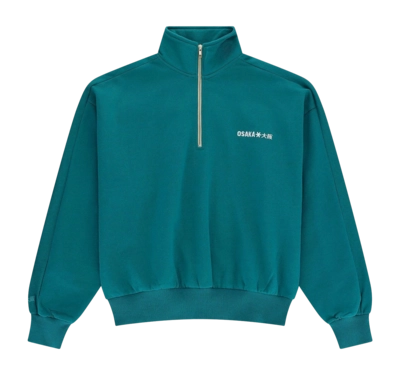 Trui Osaka Men Half Zip Transformative Teal Relaxed Fit