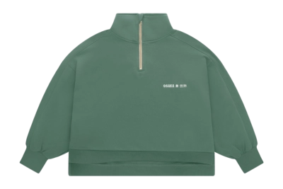 Trui Osaka Women Cropped Half Zip Bayou Green Relaxed Fit