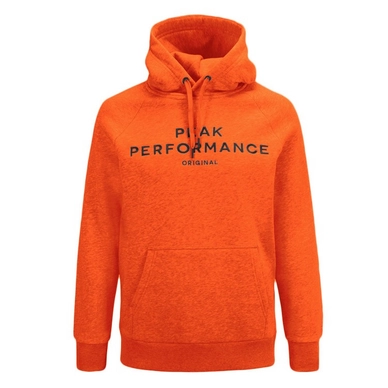 Hoodie Peak Performance Men Logo Orange Lava
