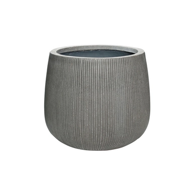 Bloempot Pottery Pots Ridged Pax M Dark Grey Vertically Ridged 40 x 36 cm