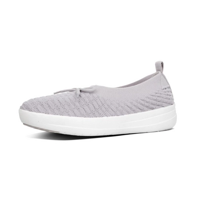 Pump FitFlop Uberknit Slip-On Ballerina With Bow Waffle Knit Stone