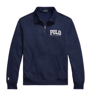 Pull Ralph Lauren Men Logo Fleece Collared Sweatshirt Cruise Navy