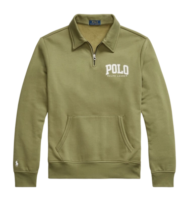 Pull Ralph Lauren Men Logo Fleece Collared Sweatshirt Tree Green