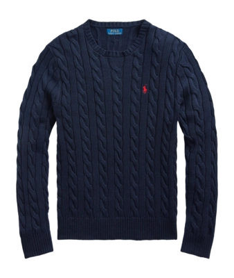 Trui Ralph Lauren Men Cable Knit Cotton Sweater Hunter Navy