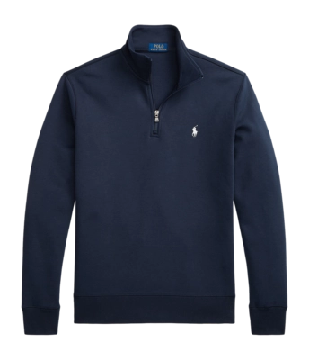 Trui Ralph Lauren Men Double Knit Quarter Zip Pullover Aviator Navy