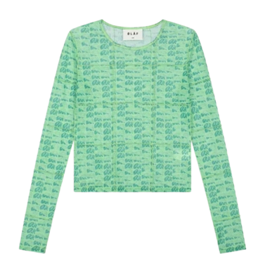 Top Olaf Women Blur AOP Mesh LS Light Green