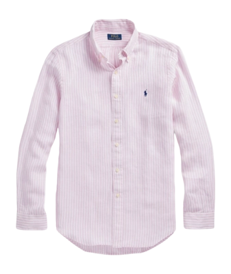Hemd Ralph Lauren Herren Striped Linen Shirt Pink/White