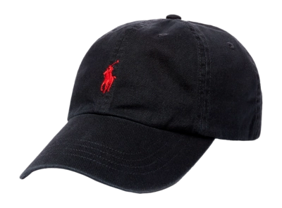 Casquette Ralph Lauren Men Cotton Chino Baseball Polo Black/ Red