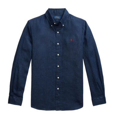 Hemd Ralph Lauren Linen Shirt Herren Newport Navy