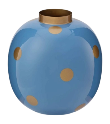 Pip Studio Vaas Dots - Bloemenvaas van Metaal - Blauw| Goud - 23cm