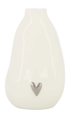 Vaasje Zusss Keramiek Hartje Wit / Zilver