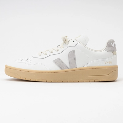 Sneaker Veja V-90 O.T. Leather Herren Extra-White Light-Grey Natural